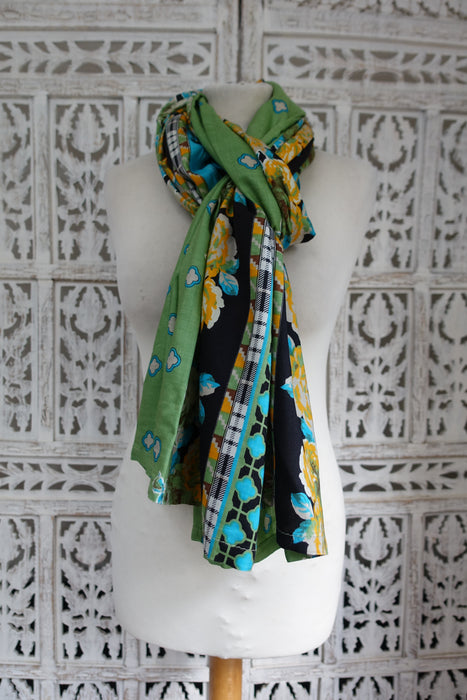 Green And Blue Cotton Dupatta - New