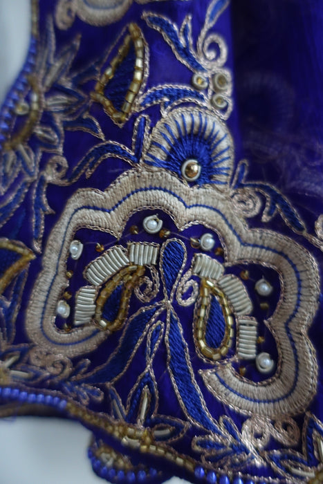 Purple Silk Chiffon Vintage Embellished Dupatta - New