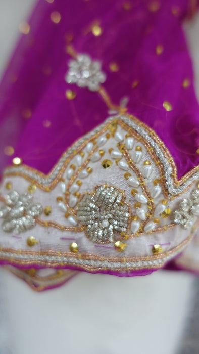 Vivid Purple Vintage Silk Chiffon Wedding Dupatta - New