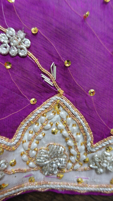 Vivid Purple Vintage Silk Chiffon Wedding Dupatta - New