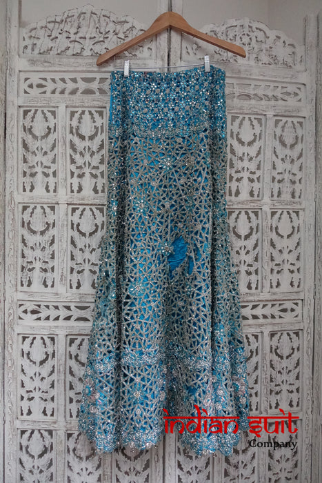 Heavy Indian Diamante Studded Lengha Skirt Craft Fabric Silk - Indian Suit Company