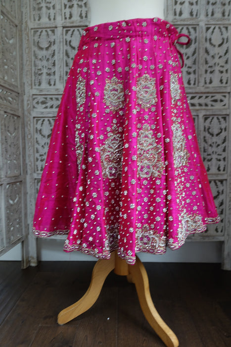 Hot Pink Raw Silk Short Length Skirt - Preloved