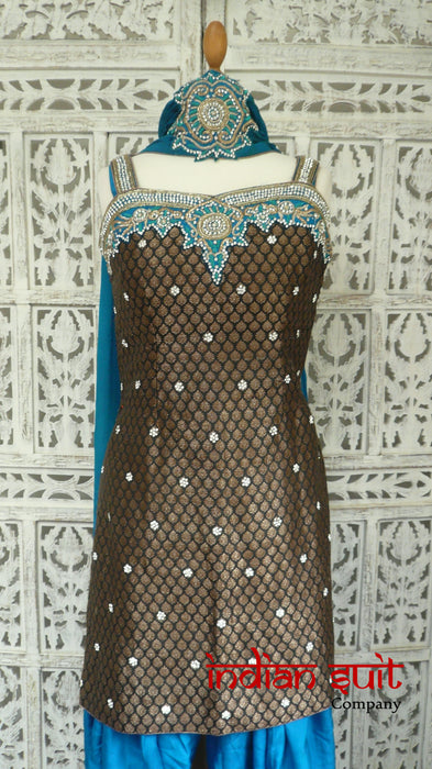 Black Banarsi Brocade & Silk Salwar Kameez UK 10 / EU 36 - Preloved - Indian Suit Company