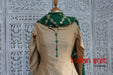 Cream & Green Gold Braid Salwar Kameez UK 8 / EU 34 - Preloved - Indian Suit Company