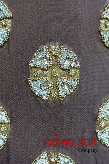 Brown Diamante Studded Salwar Kameez UK 20 / EU 46 - Preloved - Indian Suit Company