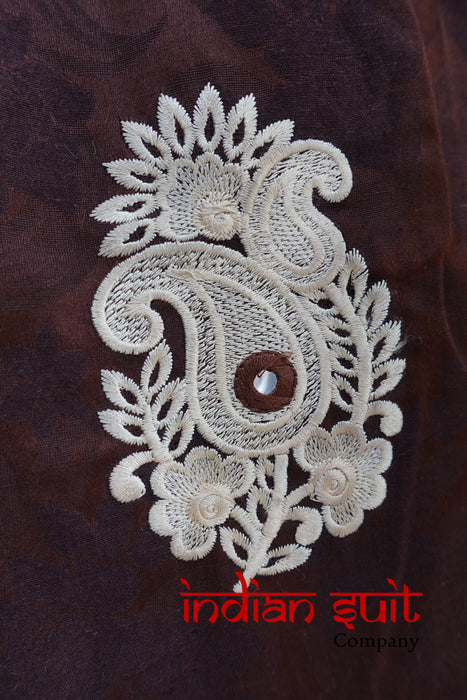 Brown & Cream Salwar Kameez UK 20 / EU 46 - Preloved - Indian Suit Company