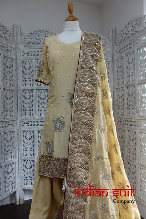 Gold Silk Salwar Kameez UK 14 / EU 40 - Preloved - Indian Suit Company