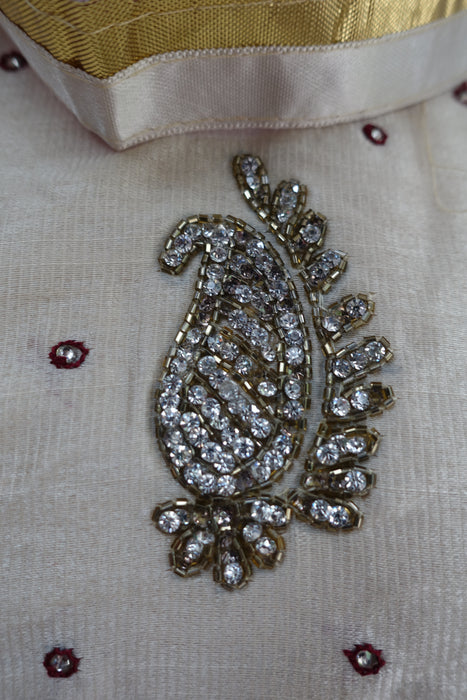 Cream & Maroon Salwar Kameez UK 10 / EU 36 - Preloved - Indian Suit Company