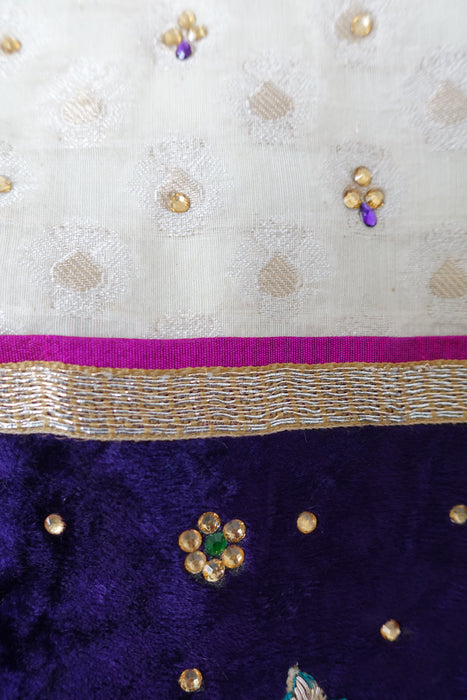 Cream & Purple Salwar Kameez UK 12 / EU 38 - Preloved - Indian Suit Company