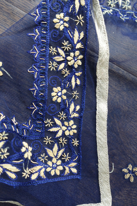 Dark Blue Chanderi Silk - UK 18 / EU 44 - Preloved - Indian Suit Company