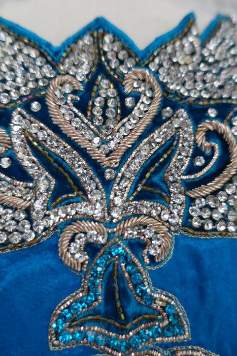 Blue Silk Diamante Studded Salwar Kameez - UK 10 / EU 36 - Preloved