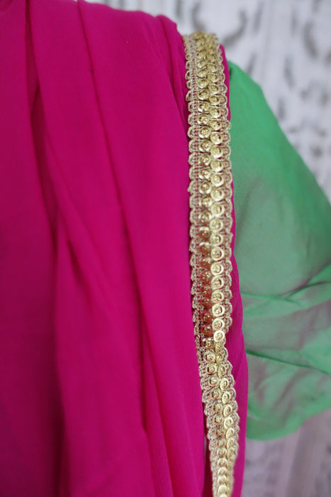 2 Tone Green And Pink Salwar Suit - UK 8 / EU 34 - New