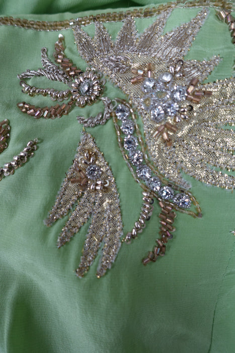 Apple Green Silk Encrusted Diamante Salwar Kameez - UK 12 / EU 38 - Preloved