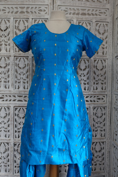 Peacock Blue Silk Salwar Suit - UK 8 / EU 34 - New