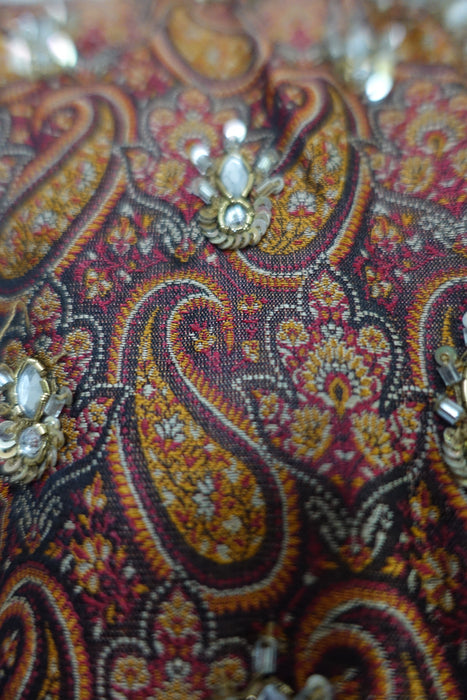 Brown Brocade And Silk Salwar Suit - UK 12 / EU 38 - Preloved