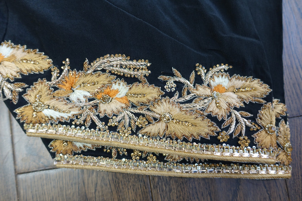 Black Silk Embroidered Salwar Suit - UK 12 / EU 38 - Preloved