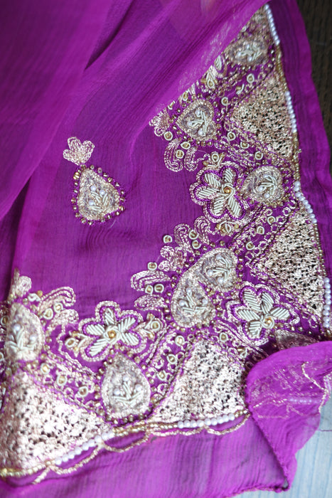 Purple Silk Indian Bollywood Salwar Kameez UK 6 / EU 32 - New