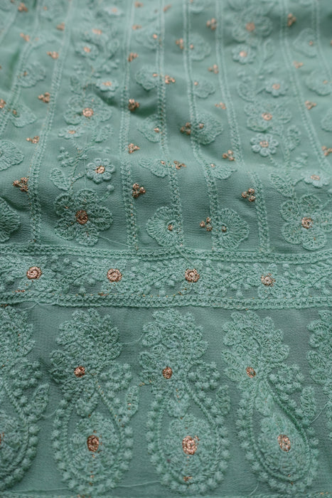 Grey & Mint Green Embroidered Salwar Kameez - UK 12 / EU 38 - Preloved
