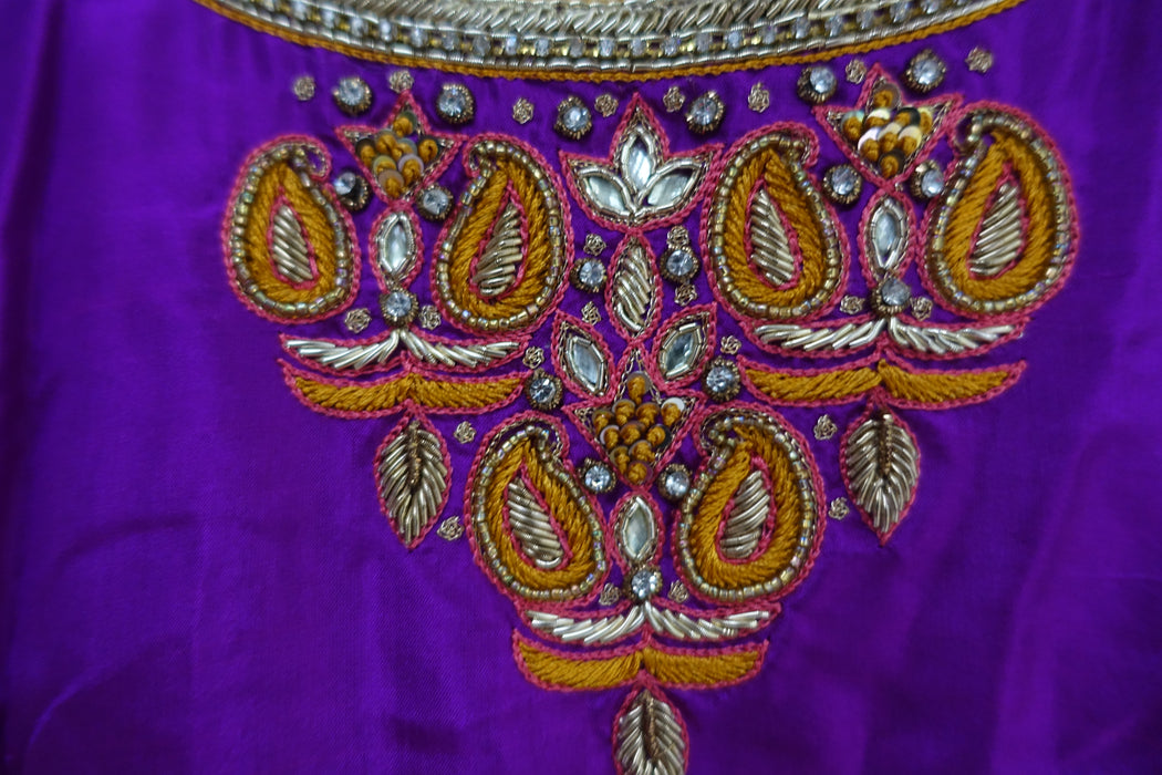 Vivid Purple Silk Salwar Kameez - UK 18 / EU 44 - Preloved