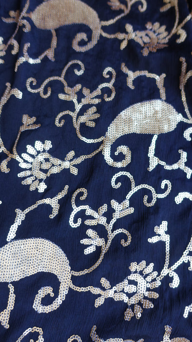 Blue Chanderi Silk Salwar Suit With  Embroidered Dupatta - UK 12 / EU 38 - Preloved