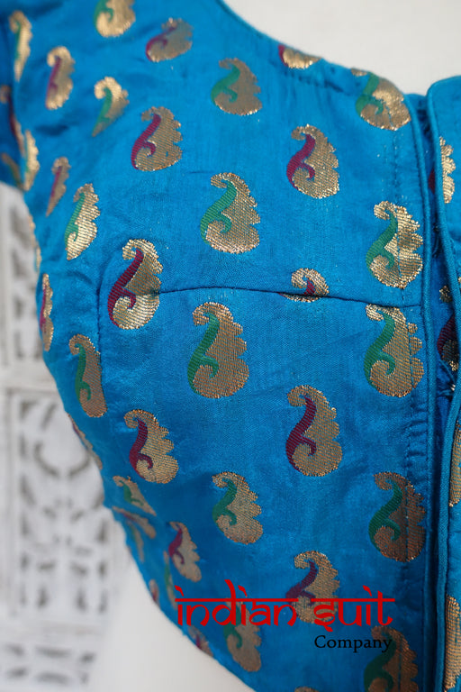 Peacock Blue Sari Blouse UK 12 / EU 38 - New - Indian Suit Company