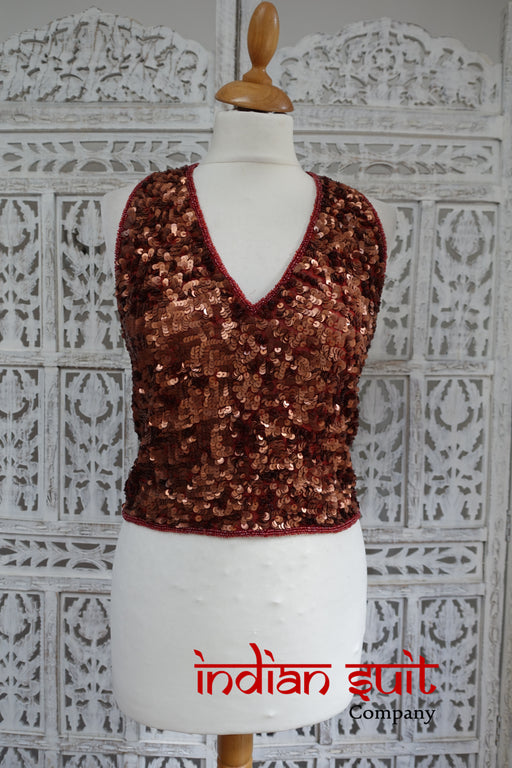 Rusty Sequinned Halter Tunic UK 6 / EU 32 - New - Indian Suit Company