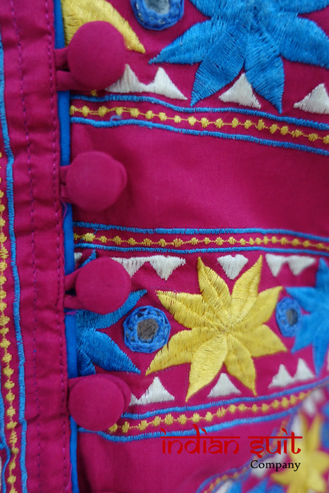 Pink Phulkari Waistcoat UK 14 / EU 40 - New - Indian Suit Company