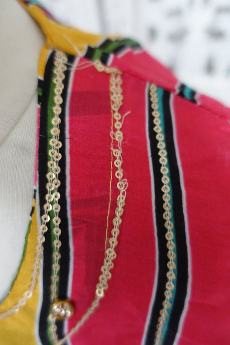 Stripe Crepe Part Stitched Tunic - UK 24 / EU 50 - New