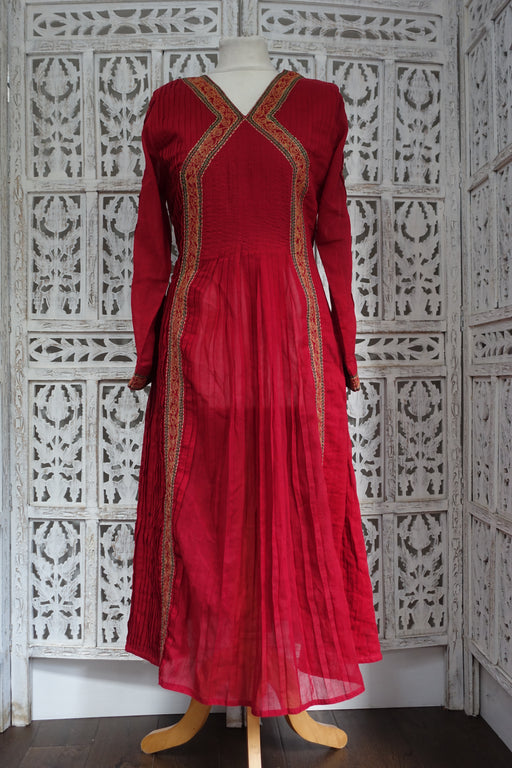 Red Boho Vintage Kameez - UK 14 / EU 40 - Preloved - Indian Suit Company