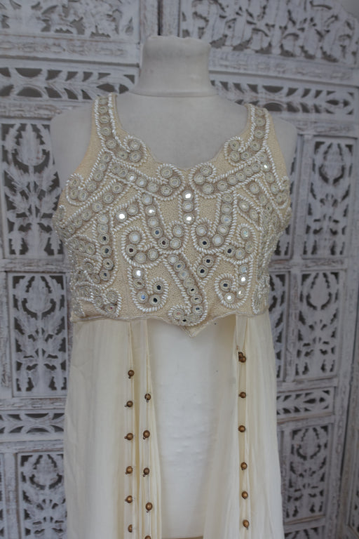 Cream Vintage beaded dress - UK 14 / EU 40 Preloved - Indian Suit Company
