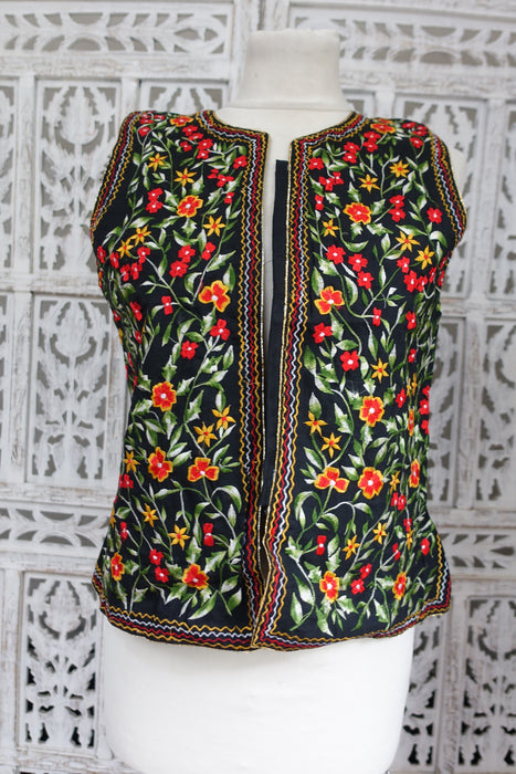 Black Embroidered Waistcoat To Fit 37 Bust - New