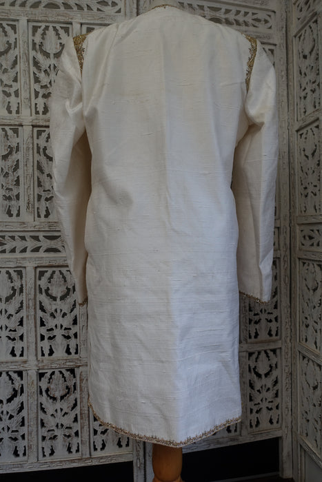 White Raw Silk Jacket - Preloved To Fit 40 Chest - Preloved