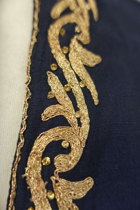 Navy Blue Embroidered Kurta To Fit 50 Chest - Preloved