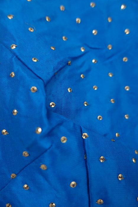 Peacock Blue Vintage Brocade Silk Sari Blouse - New