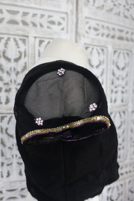Black Soft Net Unfinished Sari Blouse - New