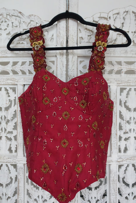 Dark Red Silk Sati Takhar Blouse - Preloved