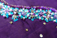 Purple Chiffon Beaded Unstitched Blouse - Indian Suit Company