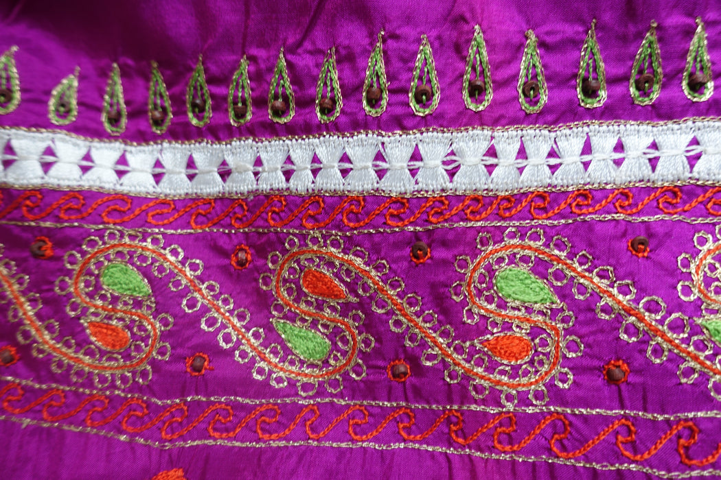 Fuchsia Pink Vintage Silk Unstitched Suit - Indian Suit Company