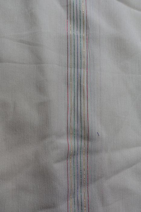 White Metallic Colourful Thread Fabric - New - Indian Suit Company