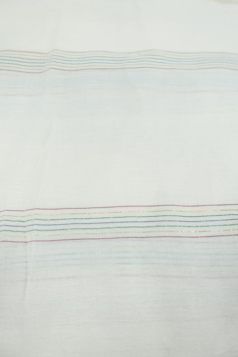 White Metallic Colourful Thread Fabric - New - Indian Suit Company