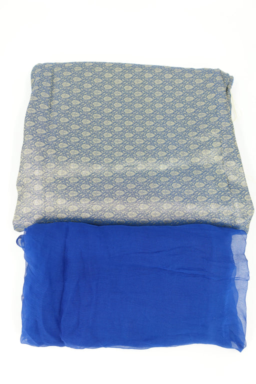 Blue Vintage Banarsi Brocade Unstitched - New - Indian Suit Company