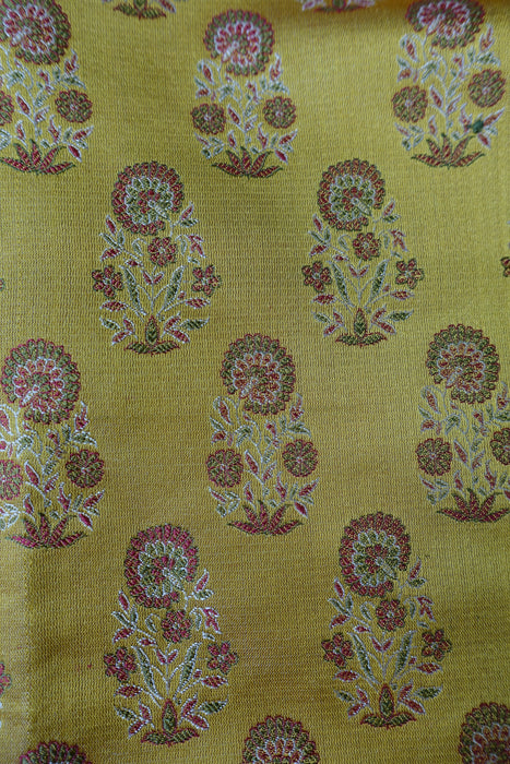Ochre Vintage Pure Sateen Silk Fabric - New - Indian Suit Company