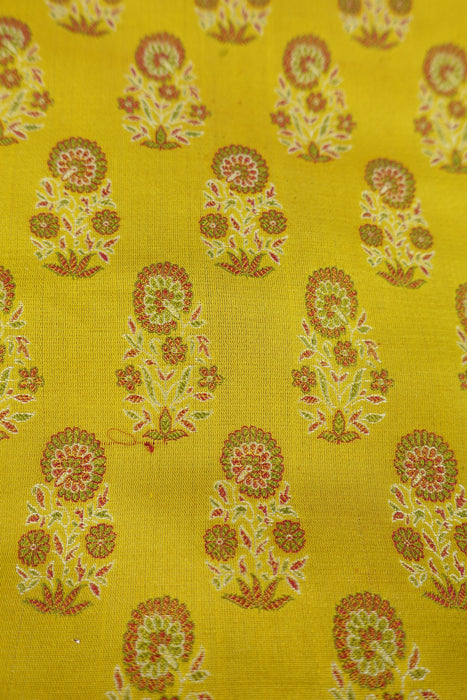 Ochre Vintage Pure Sateen Silk Fabric - New - Indian Suit Company