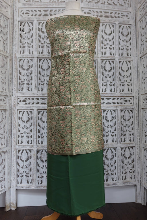 Green Crepe & Pure Banarsi Spun Brocade Vintage - New - Indian Suit Company