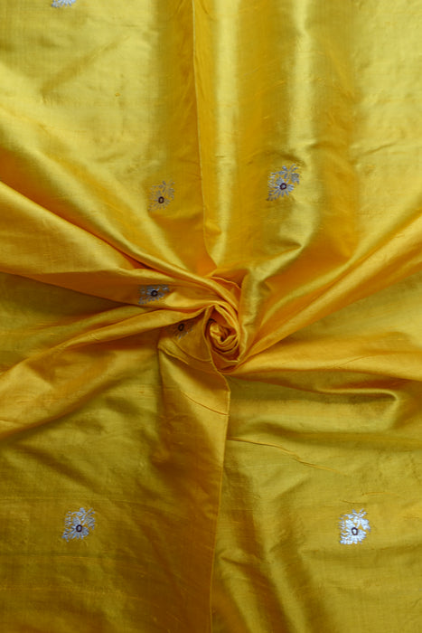 Saffron Yellow Vintage Pure Raw Silk + Dupatta - New - Indian Suit Company