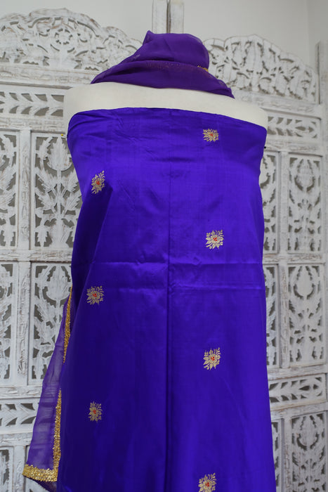 Purple Silk Vintage Unstitched Suit - New