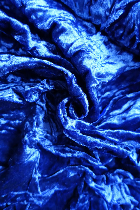 Blue Crushed Velvet Fabric 4.6 Metres - New