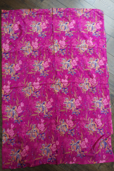 Pink Vintage Silk Sequinned Fabric - New