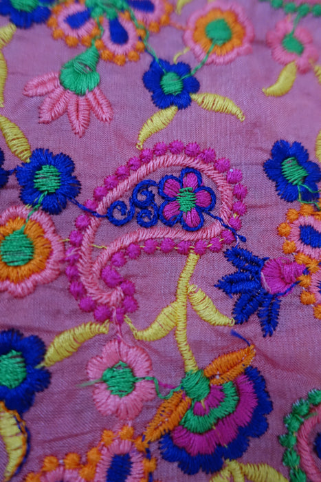 Peach Embroidered Reclaimed Fabric - Preloved