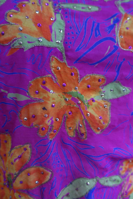 Pink Floral Silk Blend Fabric - 2 Metres